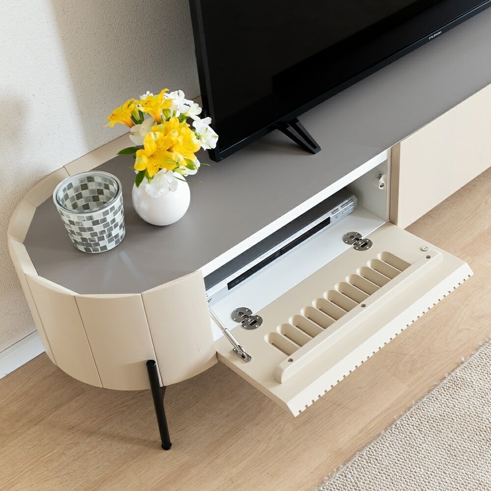 テレビ台 ローボード 200cm 60インチ 60型 収納 棚 丸い テレビボード