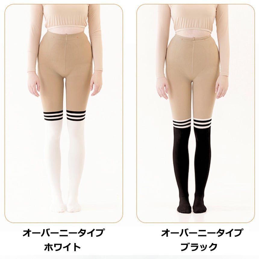 300デニール)滑り止め付厚手起毛UVカットラインフェイクニー