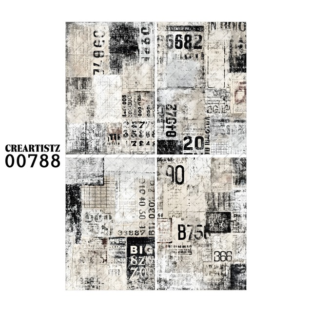 00788 背景 コラージュ素材 オリジナル 12枚セット (4種類×3枚) ペーパー/ステッカー CREARTISTZ