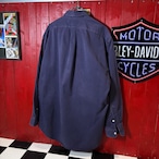 90s POLO RALPH LAUREN コットンBDシャツ 茄子紺 ネイビー バーガンディポニー