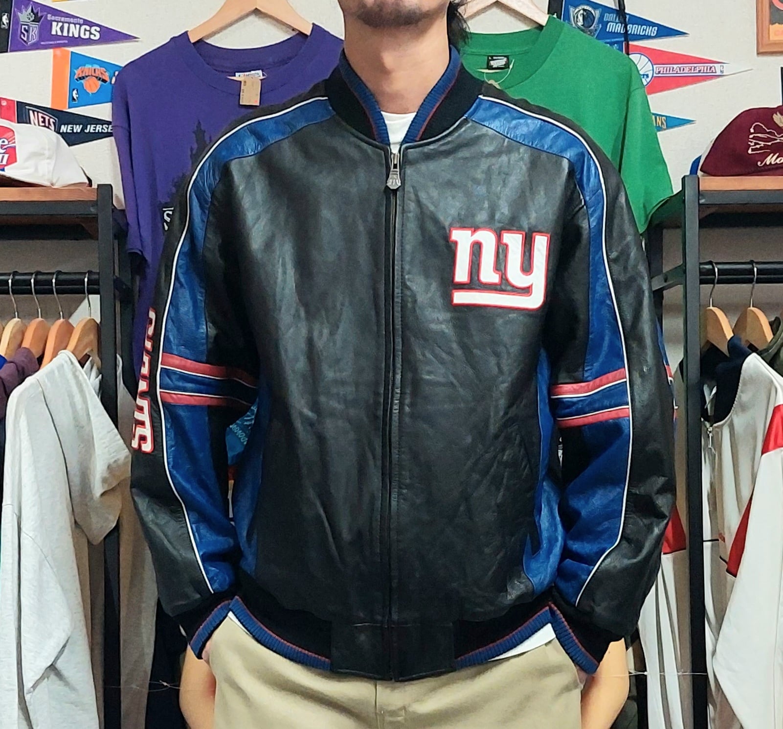 NFL NEW YORK GIANTS レザージャケット 実寸XL～2XLサイズ位 | 古着屋 