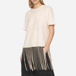SEA NY　CARLOTTA SHORT SLEEVE FRINGE TOP　CREAM