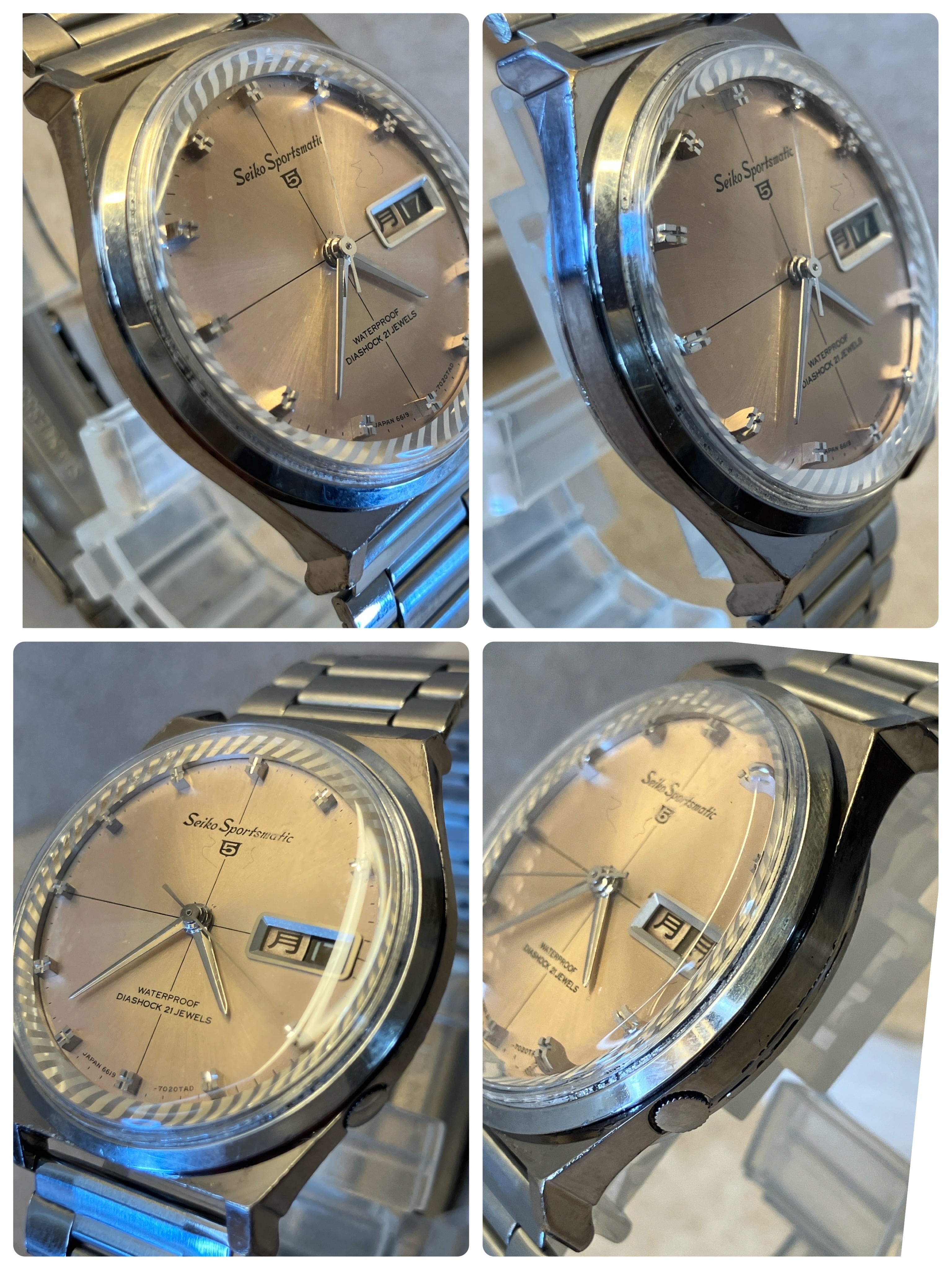 1965年6月製】SEIKO 5 Sportsmatic 6619-7020／自動巻き 円縁銀輪薄銅