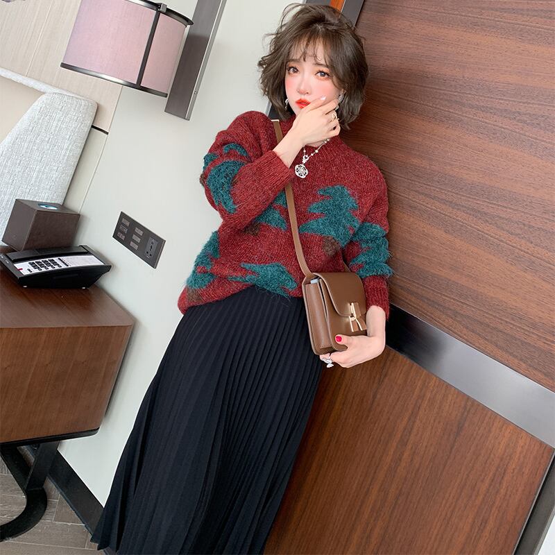 ラウンドネックルーズニットセーター ウィンター 冬物 Oネック MIUCO42049390877