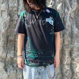 【WE11DONE】BLACK TROMPE-L'OEIL PIERCED T-SHIRT