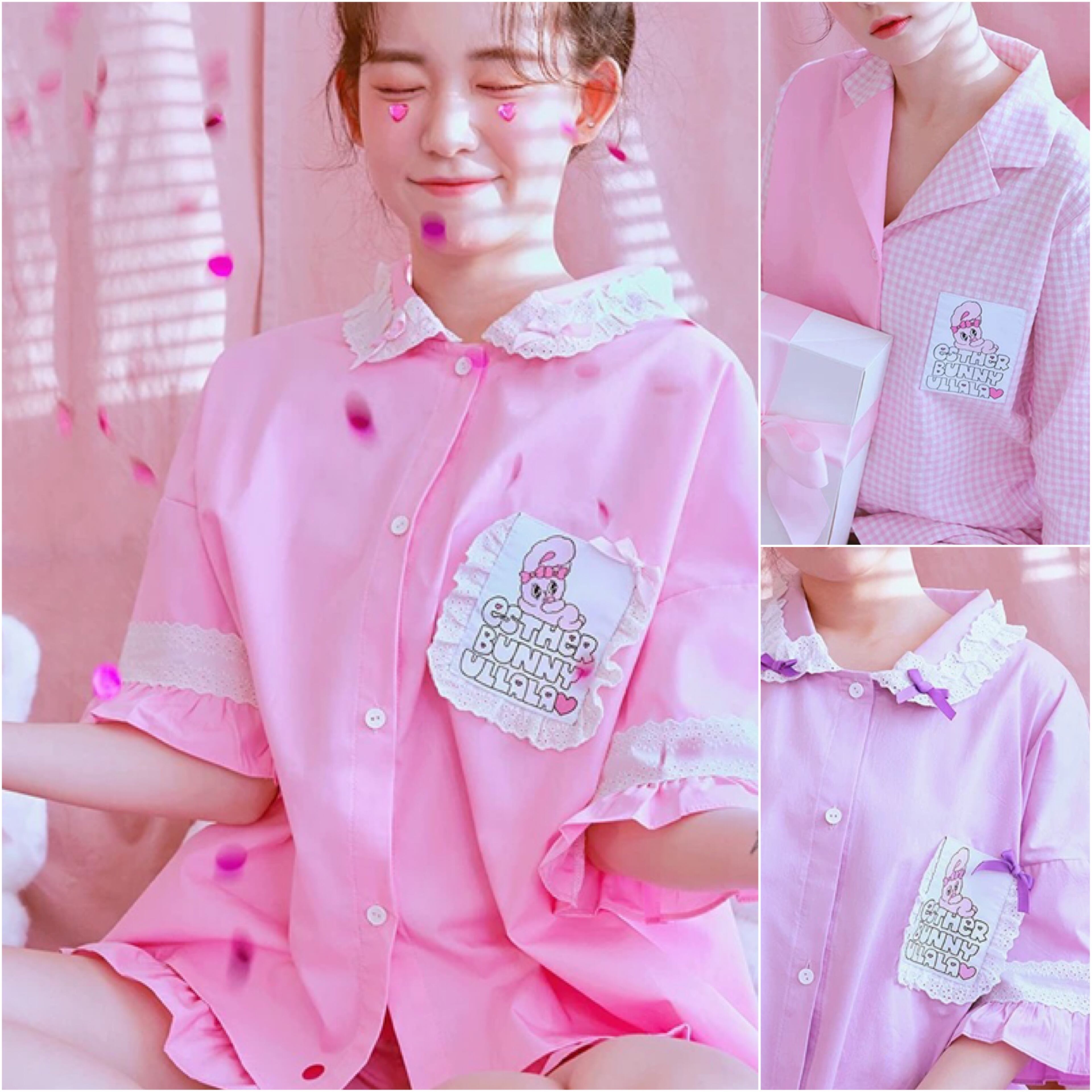 00s 希少 sugardoll リボンフリルピンクうさ耳ルームウェア ラパフェ 2デザイン・2カラー】【おうち可愛い】【コラボ】ピンク うさぎ リボン