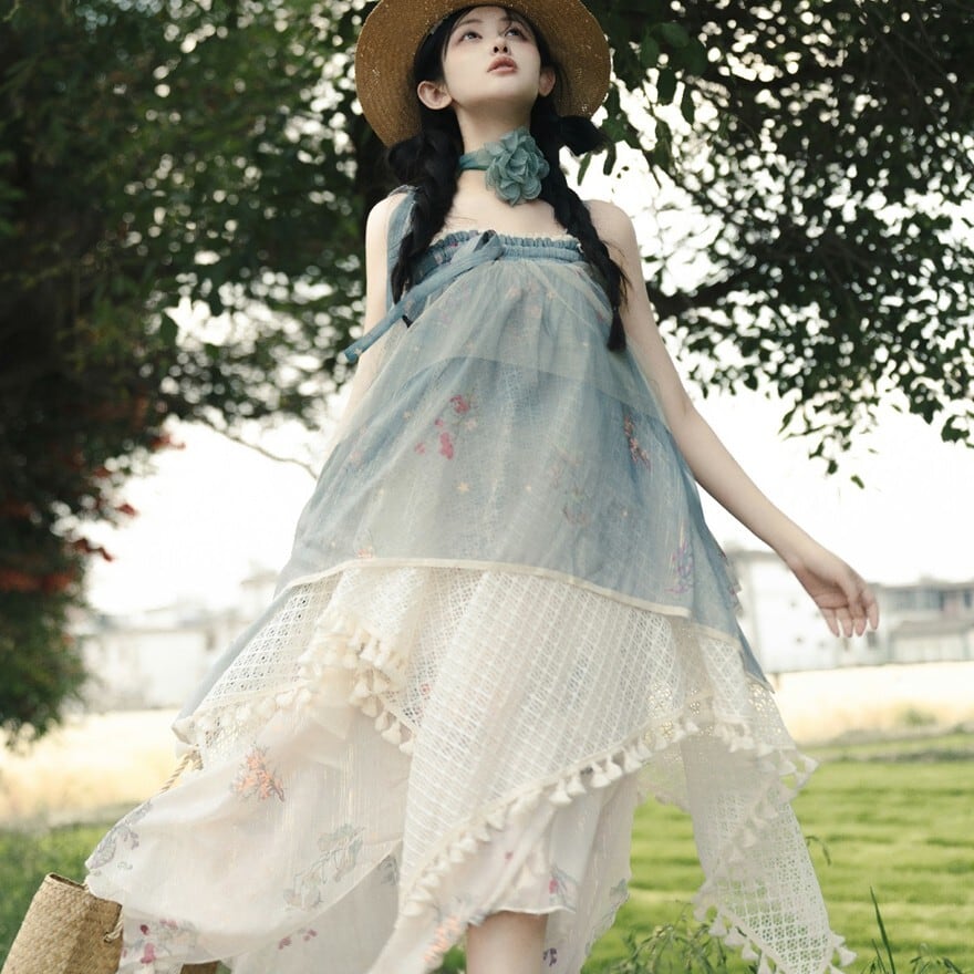 SEASONZ 森ガール ジャンパースカート シフォン アシンメトリー 夏服