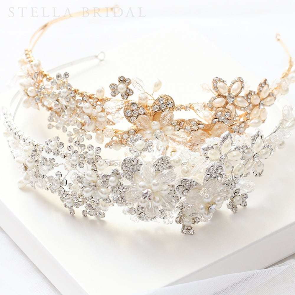 スワロ使用 フローラルチャームの小枝ヘッドドレス エマ｜ウェディング  