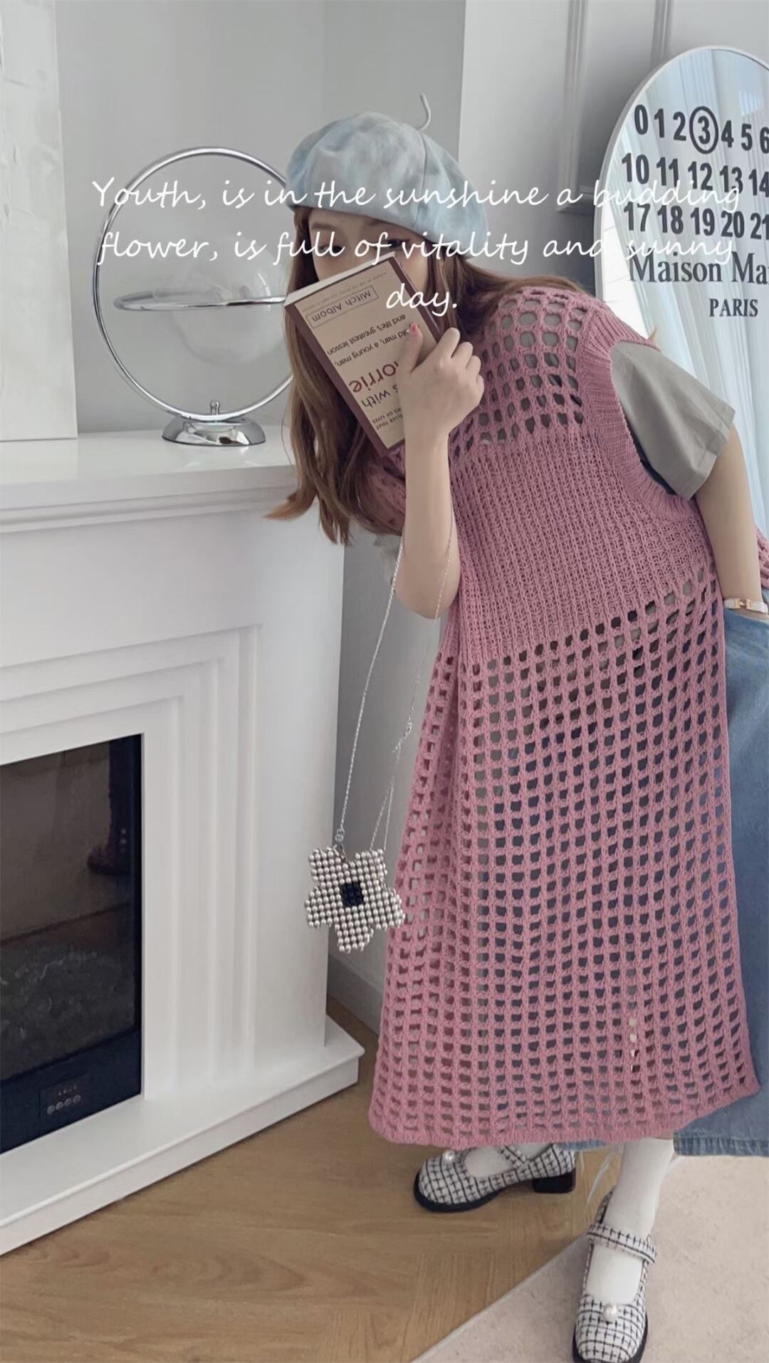 鍵編みニットワンピ　AJ1079-7028