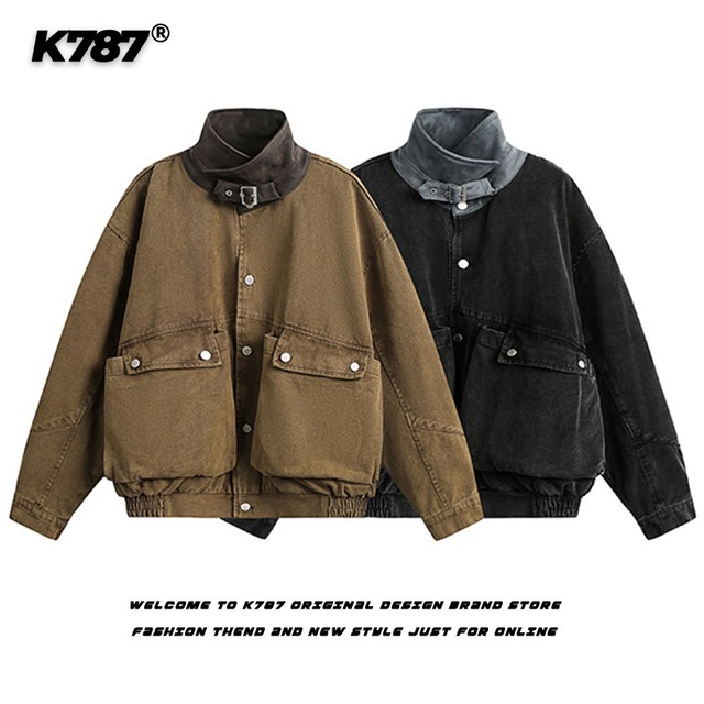 ৡチャイナ風レトロデニムジャケット!【K787シリーズ】★チャイナ風アウター★ 2color 男女兼用 メンズ カジュアル