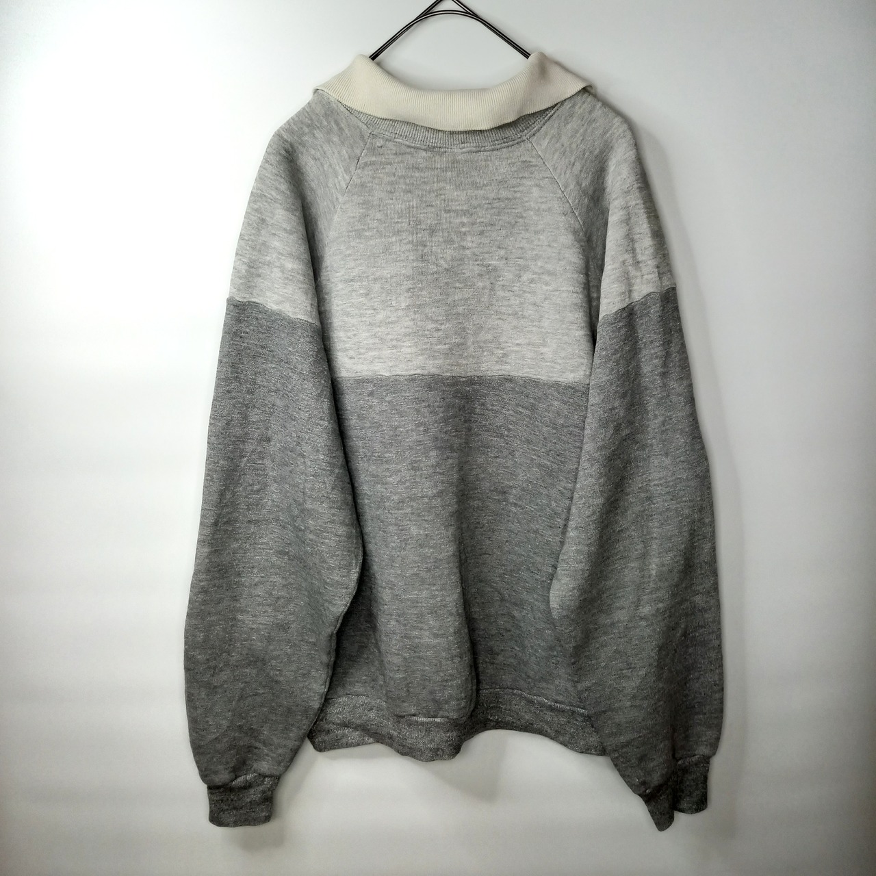 ポロスウェット　トレーナー　ボーダー　グレー