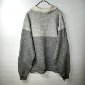 ポロスウェット　トレーナー　ボーダー　グレー