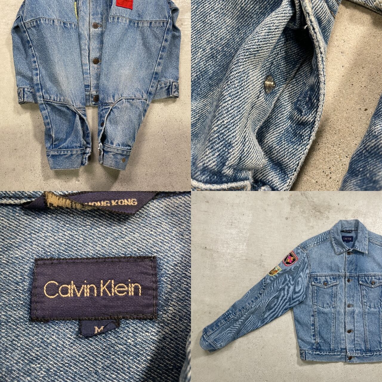 【新品】カルバンクライン デニムジャケット アメカジ Calvin Klein CK カルバンクライン デニムジャケット ワッペン メンズM