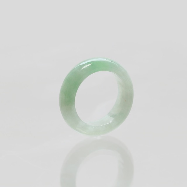 【14号】 clear green 翡翠くり抜き甲丸リング A貨翡翠 jd_rg2644