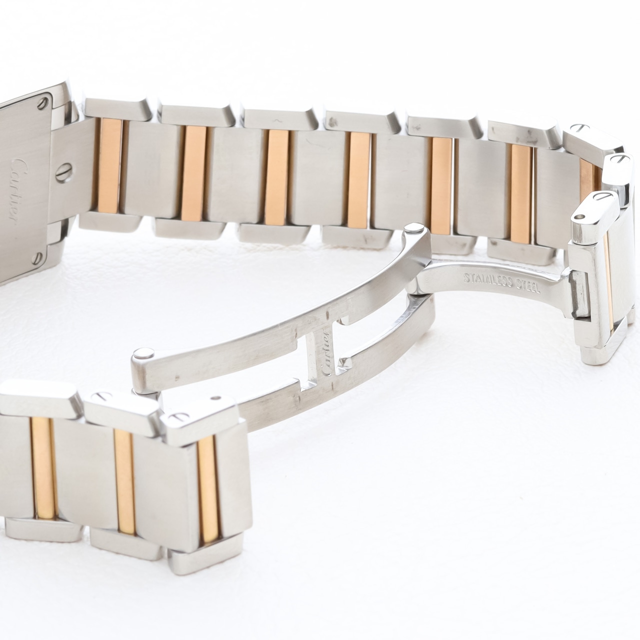 カルティエ タンクフランセーズ SM コンビ ピンクシェル文字盤