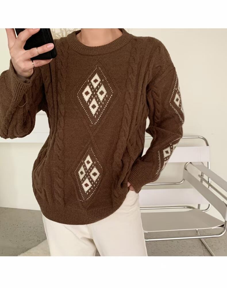 ケーブル編み　柄ニット　AJ1079-8075