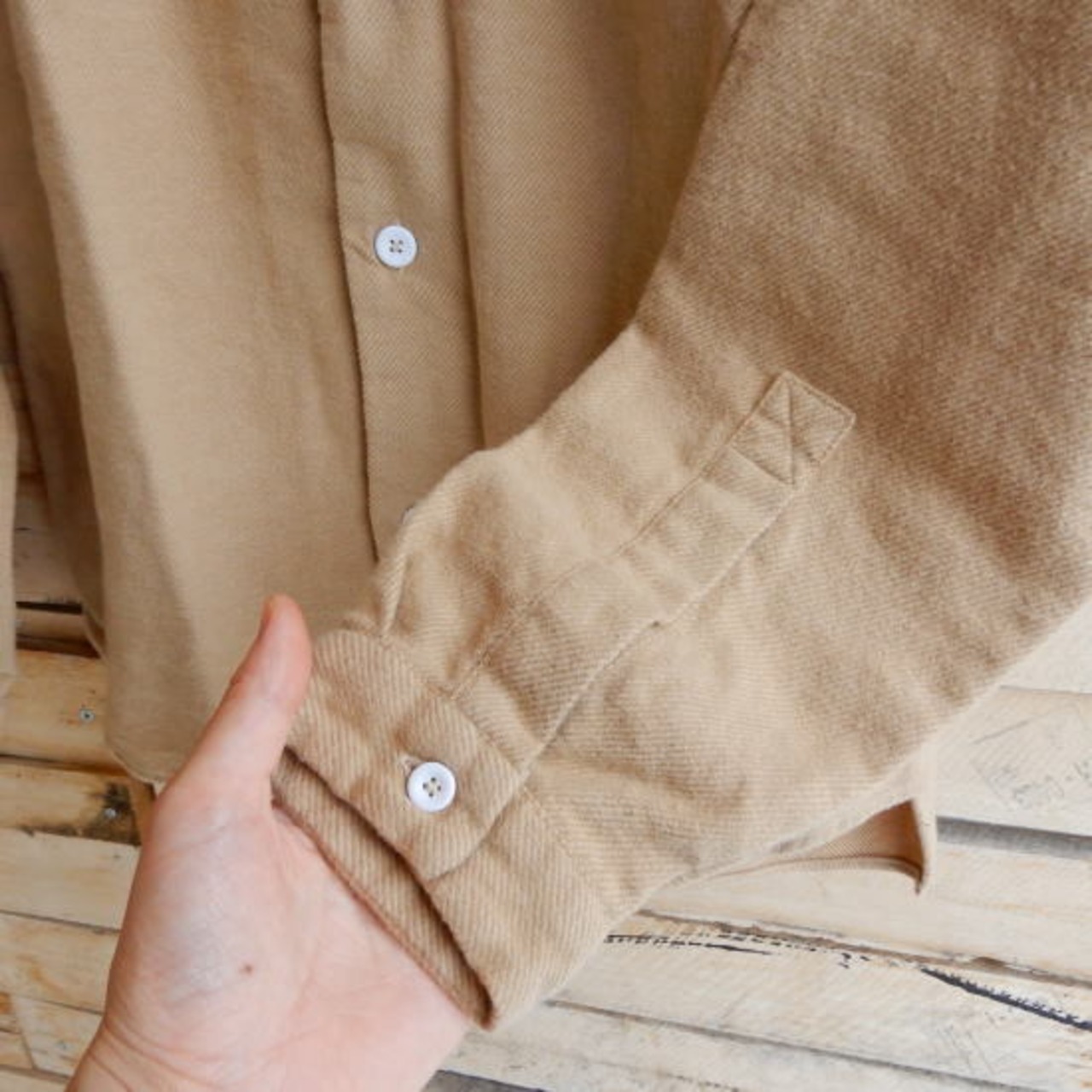 LOLO(ロロ)　起毛シャンブレー　ステッチ無しシャツ　キャメル　LS-351【送料無料】【SALE】