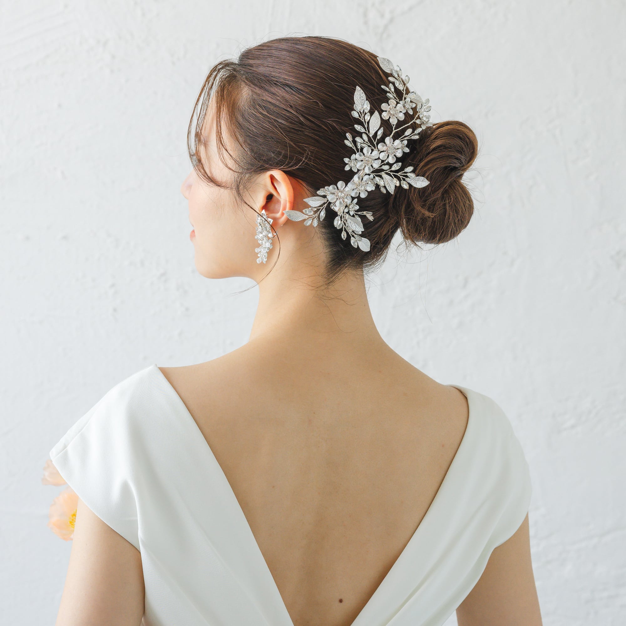 y28-hd154【ヘッドドレス】ブライダルヘアアクセ フラワー リーフ