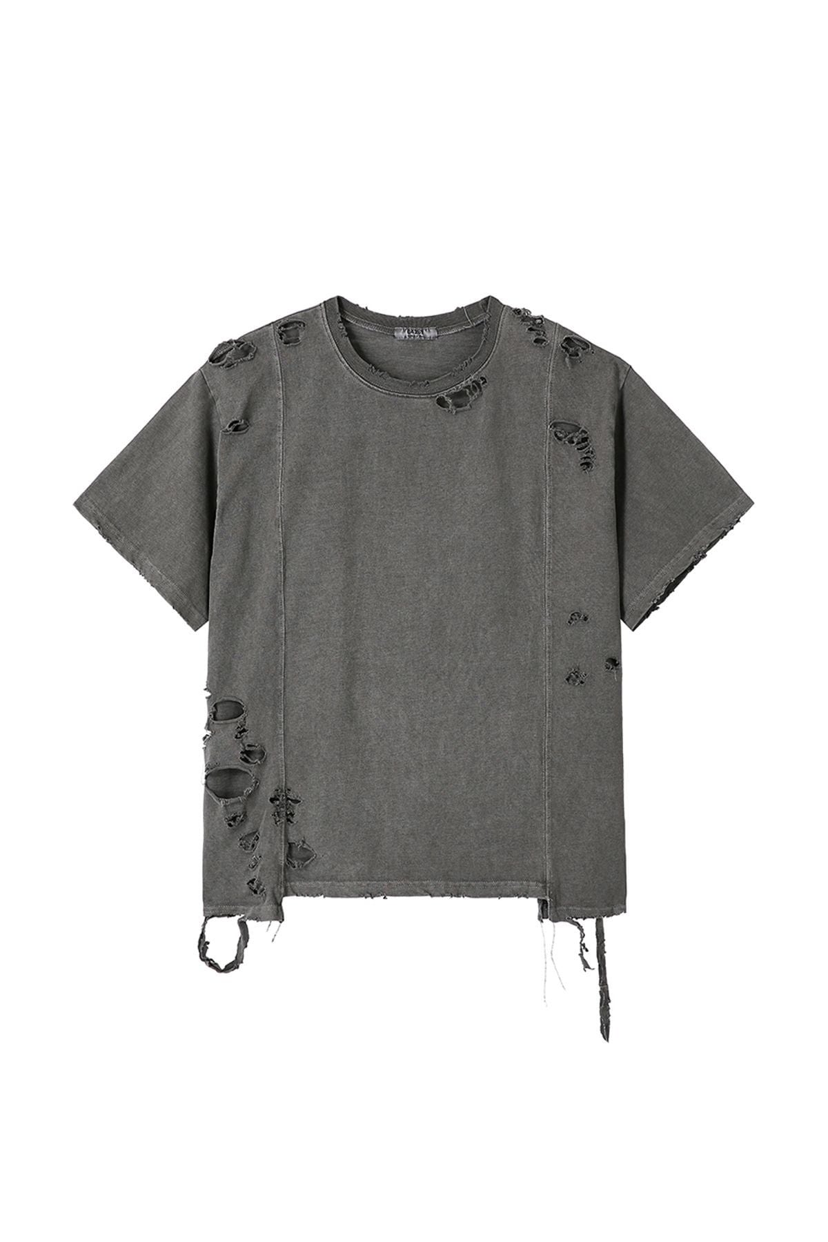 ☆TXT テヒョン 着用！！【0426X】003-DAMAGE GARMENT INCISION T