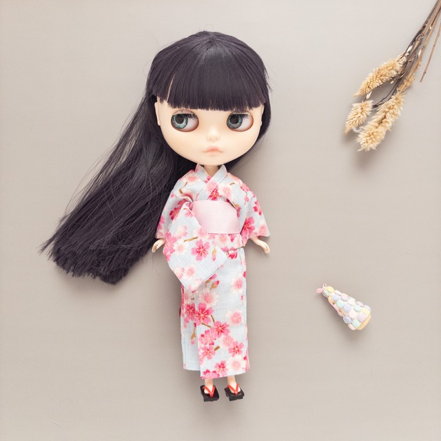 【夏限定】浴衣セット(桜水色帯ピンク)リカちゃんネオブライス