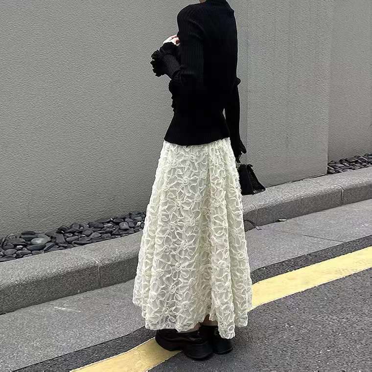 フラワーモチーフ ロングスカート　AJ 1399-9916