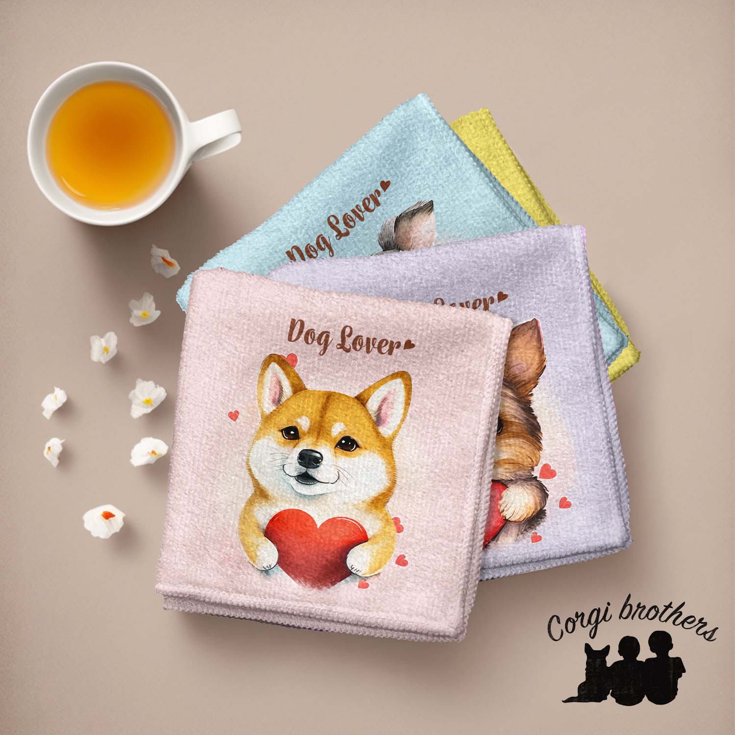 キュンです ダックスフンド 】 パステルカラー ハンカチ 2枚セット 犬