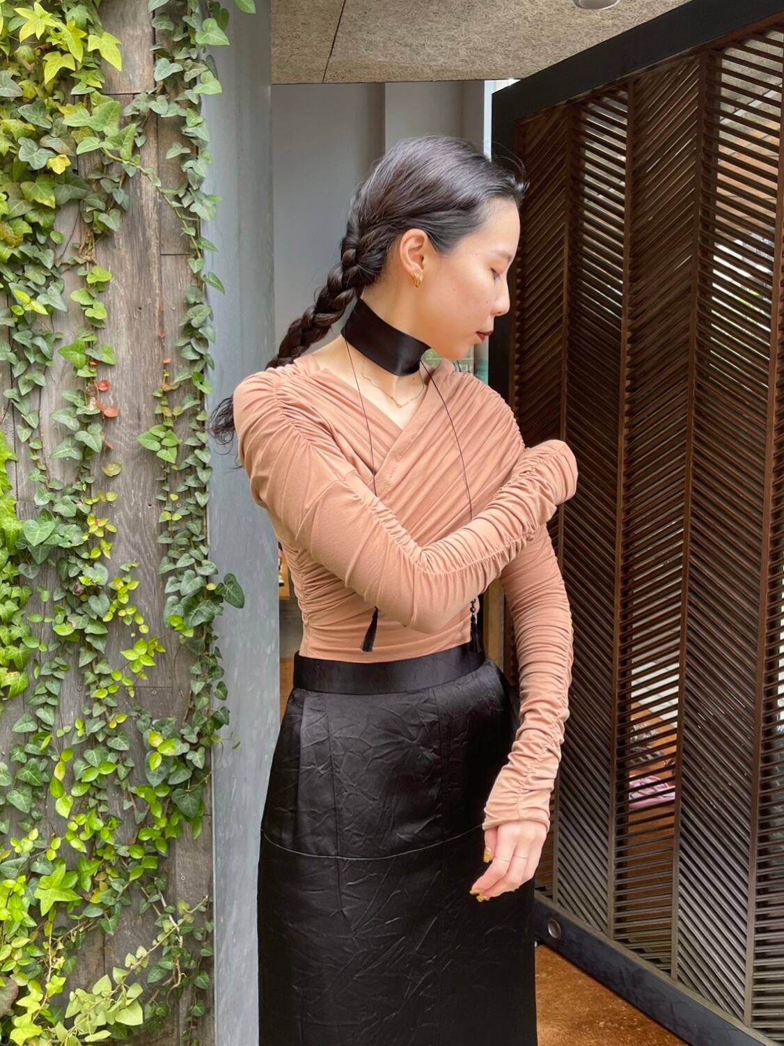 Fetico Nylon Jersey TURTLENECK BODYSUIT平置きで