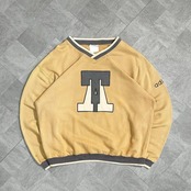 【最高配色】アディダス Vネック スウェット 80s 銀タグ 刺繍 ゆるだぼ