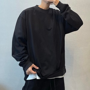 ラウンドネック無地ビッグロングTシャツ　913