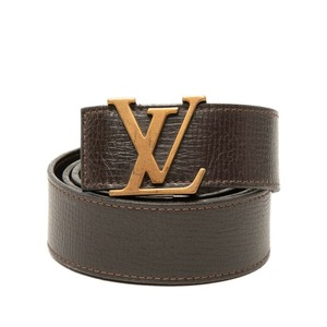 ルイ ヴィトン ユタ サンチュール LVイニシャル ベルト サイズ 85/34 M6902 ブラウン レザー メンズ LOUIS VUITTON 中古