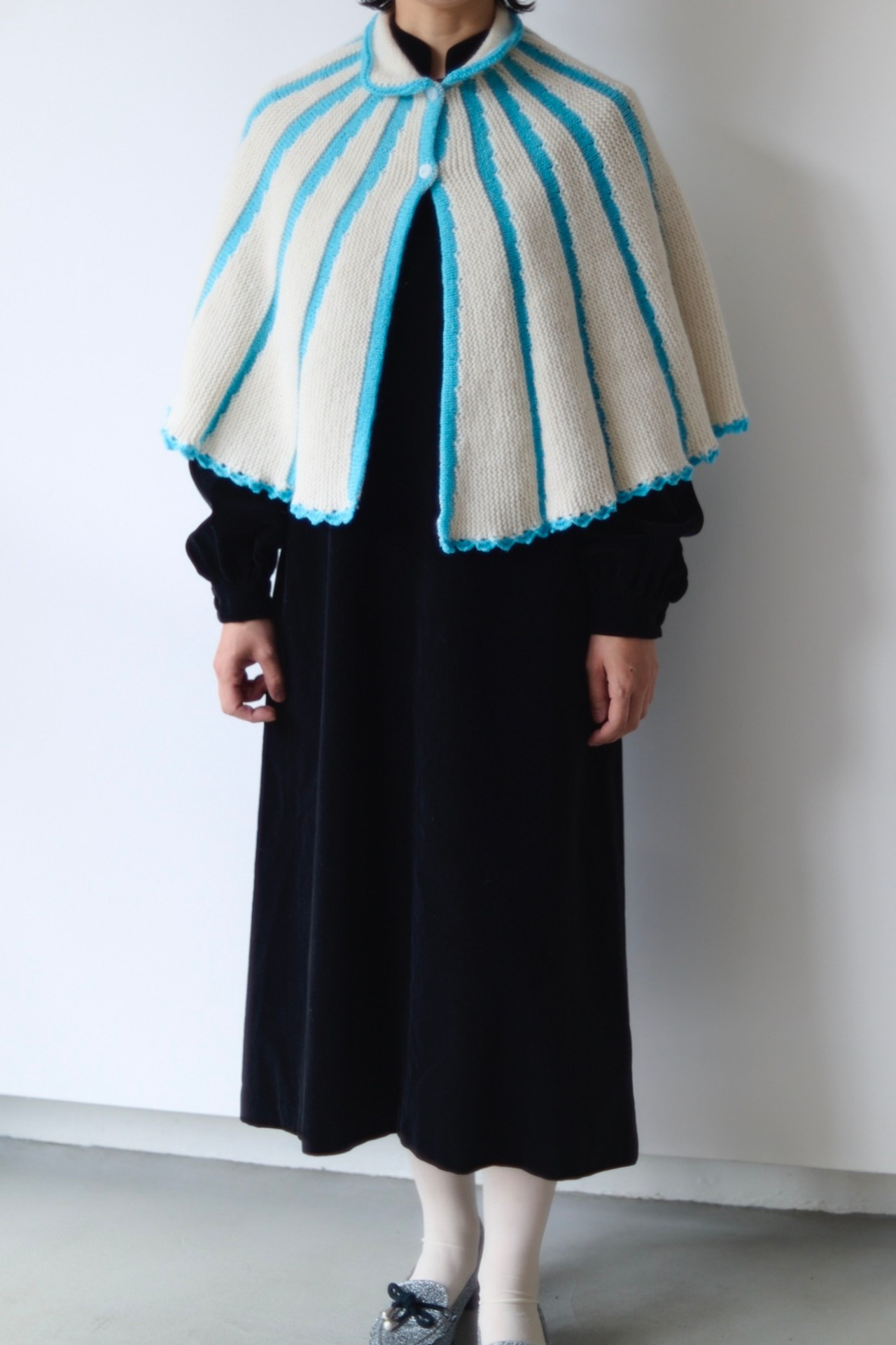 Candy stripe knit cape