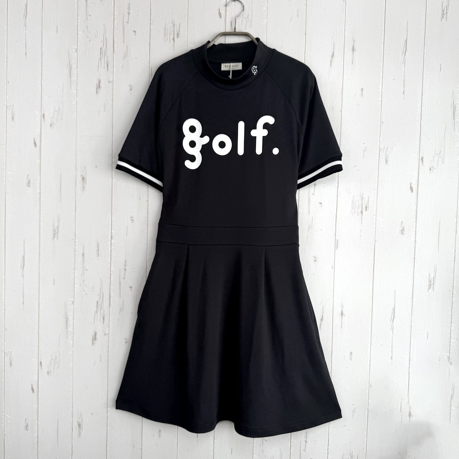 【WOMEN'S】 LOGO PRINT MOCK NECK DRESS -BLACK/BLACK-
