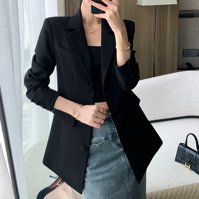 万能ブラックテーラードジャケット　YH9549