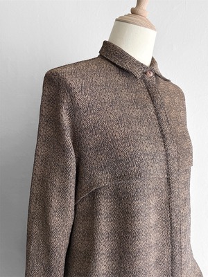 Euro Beige Herringbone Yoke Shirt
