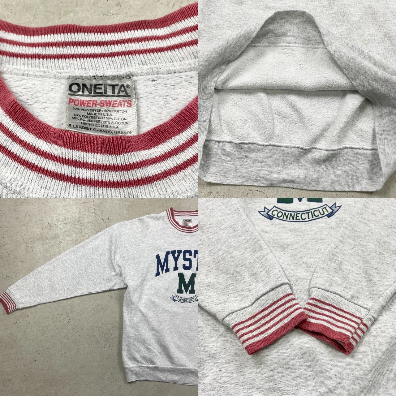 90年代 USA製 MYSTIC カレッジプリント スウェットシャツ メンズXL 