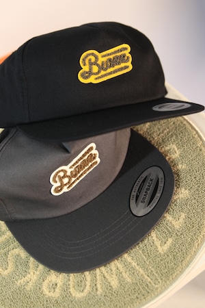 MOCO LOGO Unstructured 5-Panel Snapback [BLACK]