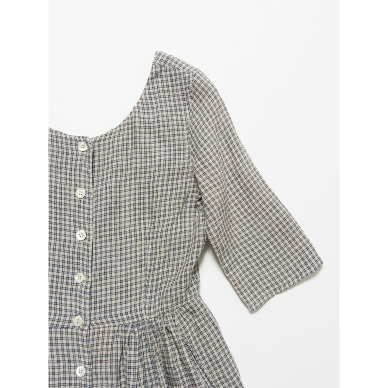 【ASPESI BASIC】Made in Italy 100% linen check long dress（アスペジ イタリア製 チェック柄リネンロングワンピース）2c