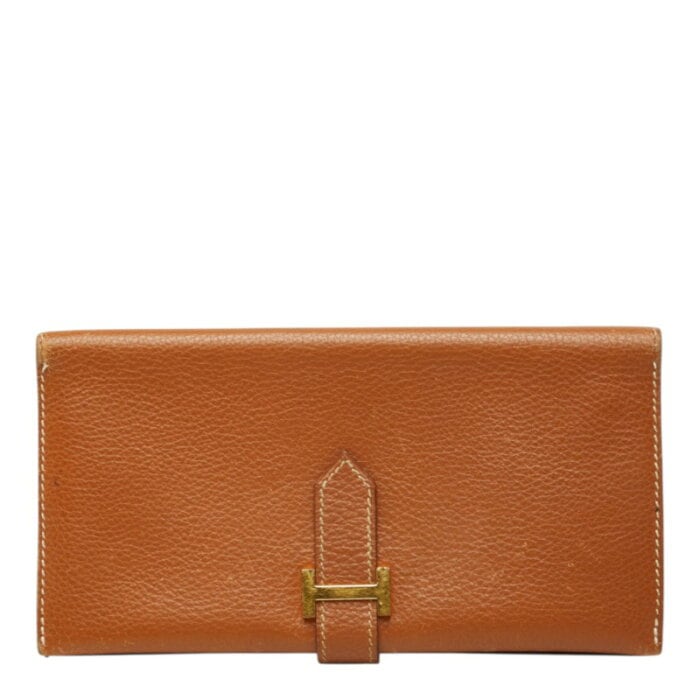 エルメス ベアン クラシック 長財布 ブラウン ゴールド金具 レザー
