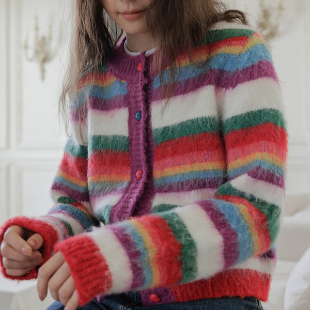 multicolor stripe knit cardigan
