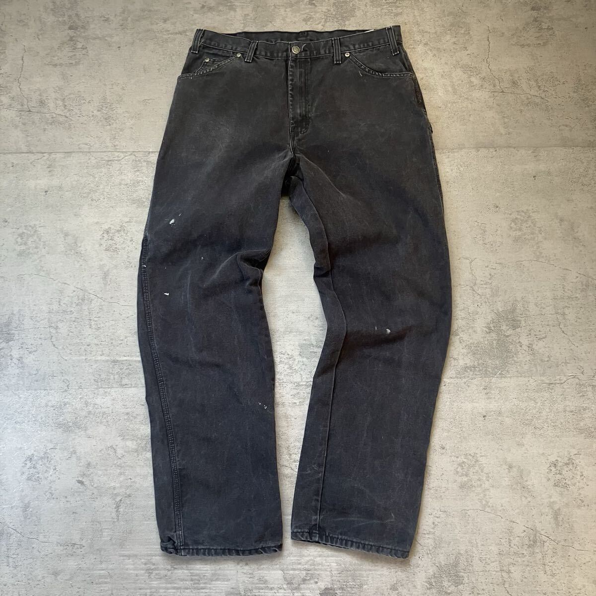 90s Dickies ダック ペインターパンツ ブラック ペンキ 38×32
