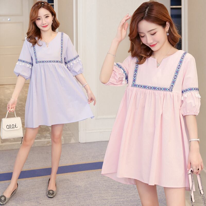 【新作】【送料無料】 マタニティ服刺繡ジャケットスカートサマールーズとプラスサイズの看護看護服ドレス 刺繍 大きめサイズ 夏物 AL expec339702899388