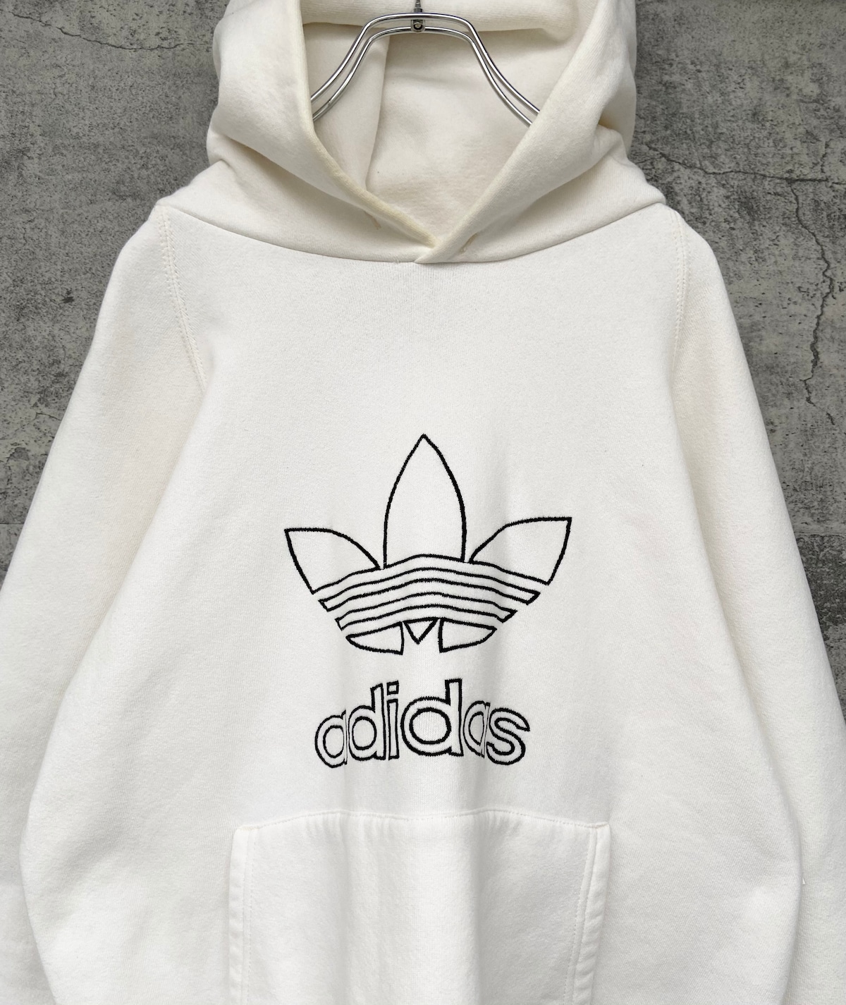 USA製 adidas アディダス パーカー 刺繍 トレフォイルロゴ 白 万国旗 