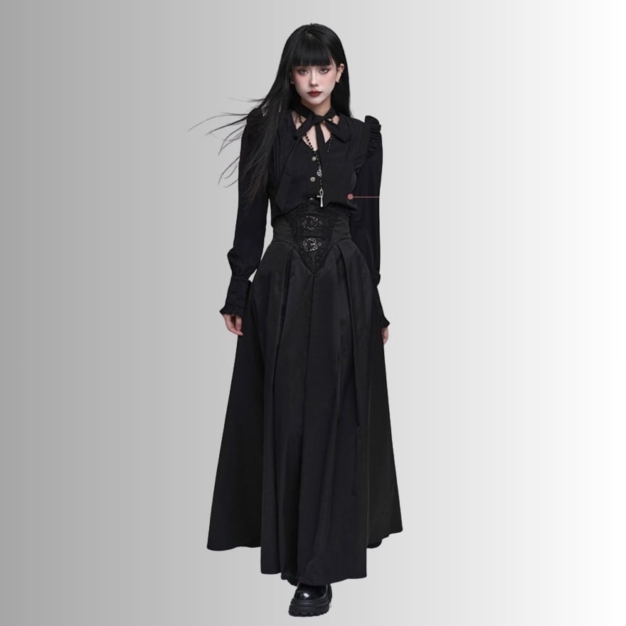 大人ゴシック コルセットロングスカート 修道女風×ハイウエスト｜WithU
