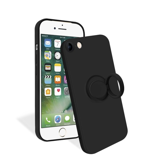 NPOFR SXMO 対応 iPhoneSE3/SE2 ケース マットシリコン リングスタンド付き 車載スタンド対応 耐衝撃 カメラ保護 ピンク
