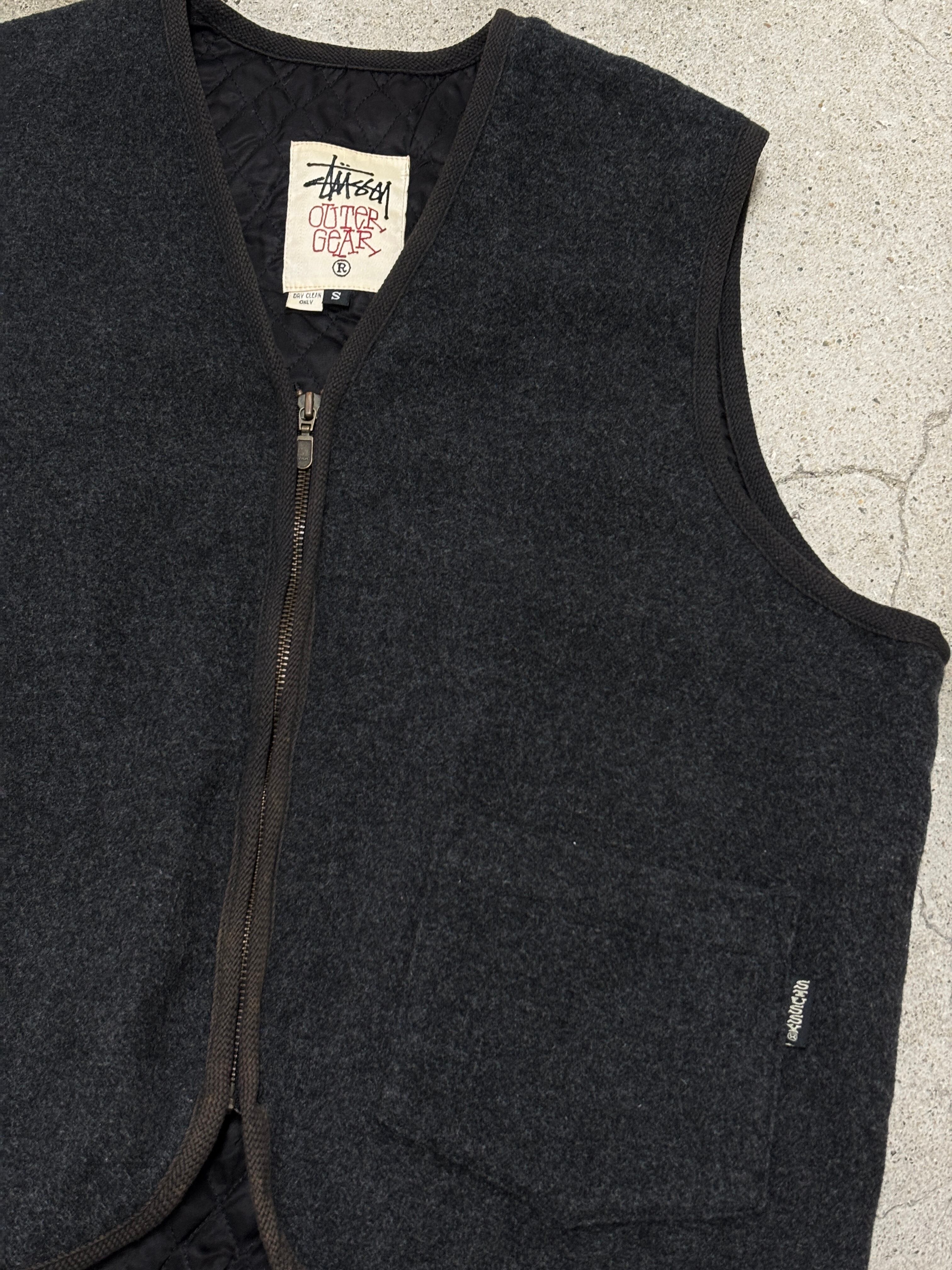 90s OLD STUSSY/OUTER GEAR/Wool Vest/USA製/白タグ/S(M-L相当)/ウ