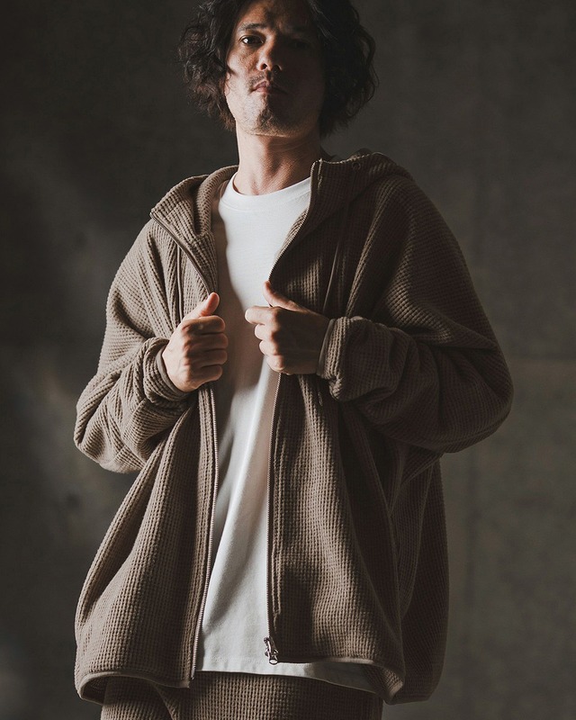 【GLIMCLAP】ワッフル ジップアップパーカー　(19-013-gla-cf)