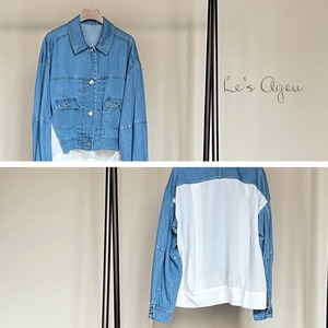 【Le's Ageu】ドッキングデニムジャケット (S-1007)