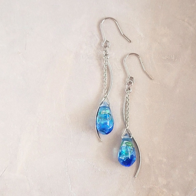 琉球ガラス&ウェーブピアス・イヤリング | ショートサイズ 琉球ガラス&ウェーブピアス・イヤリング | ショートサイズ