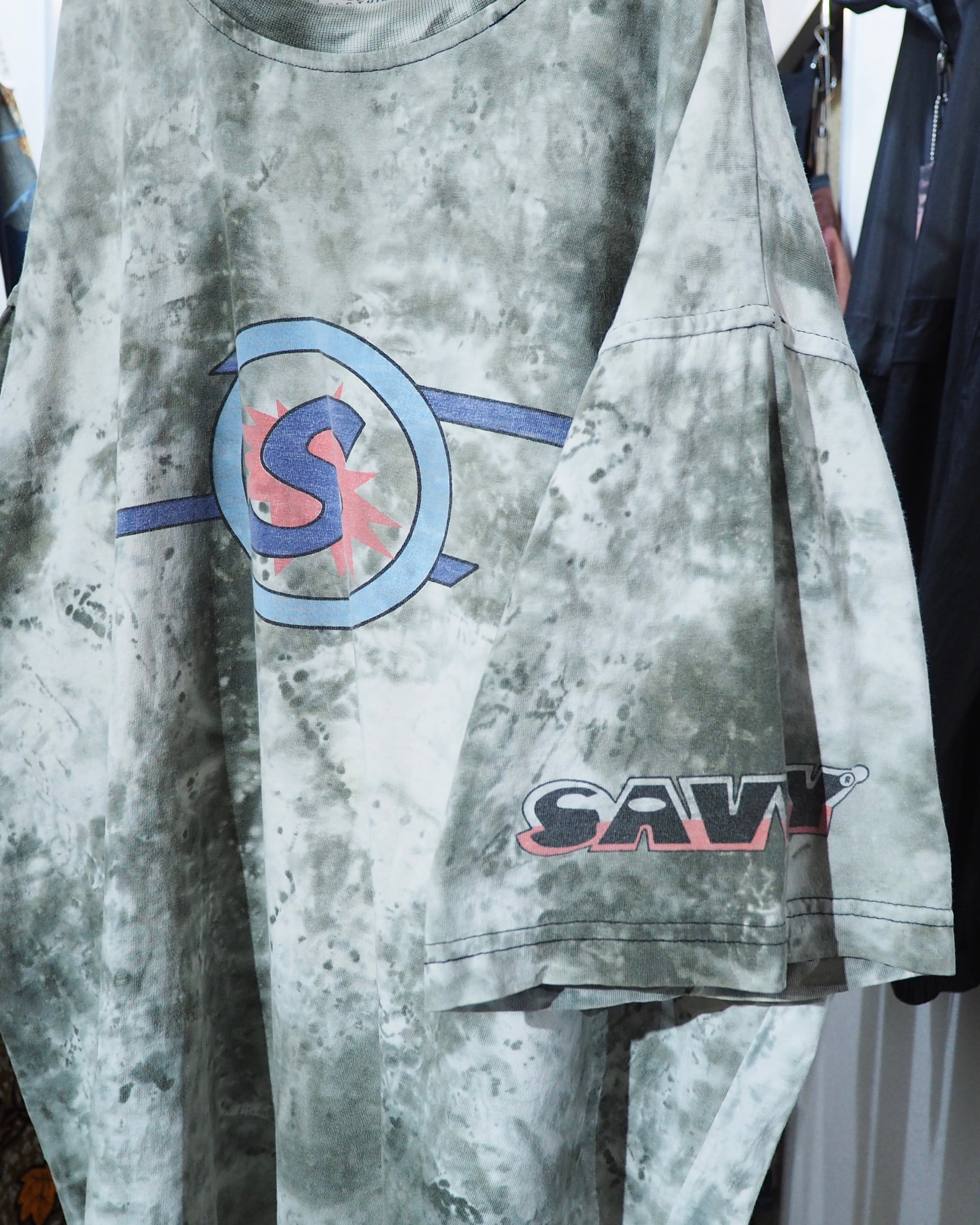 1990s ” Savvy ” Over Dyed × Logo printed vintage loose SS Tee