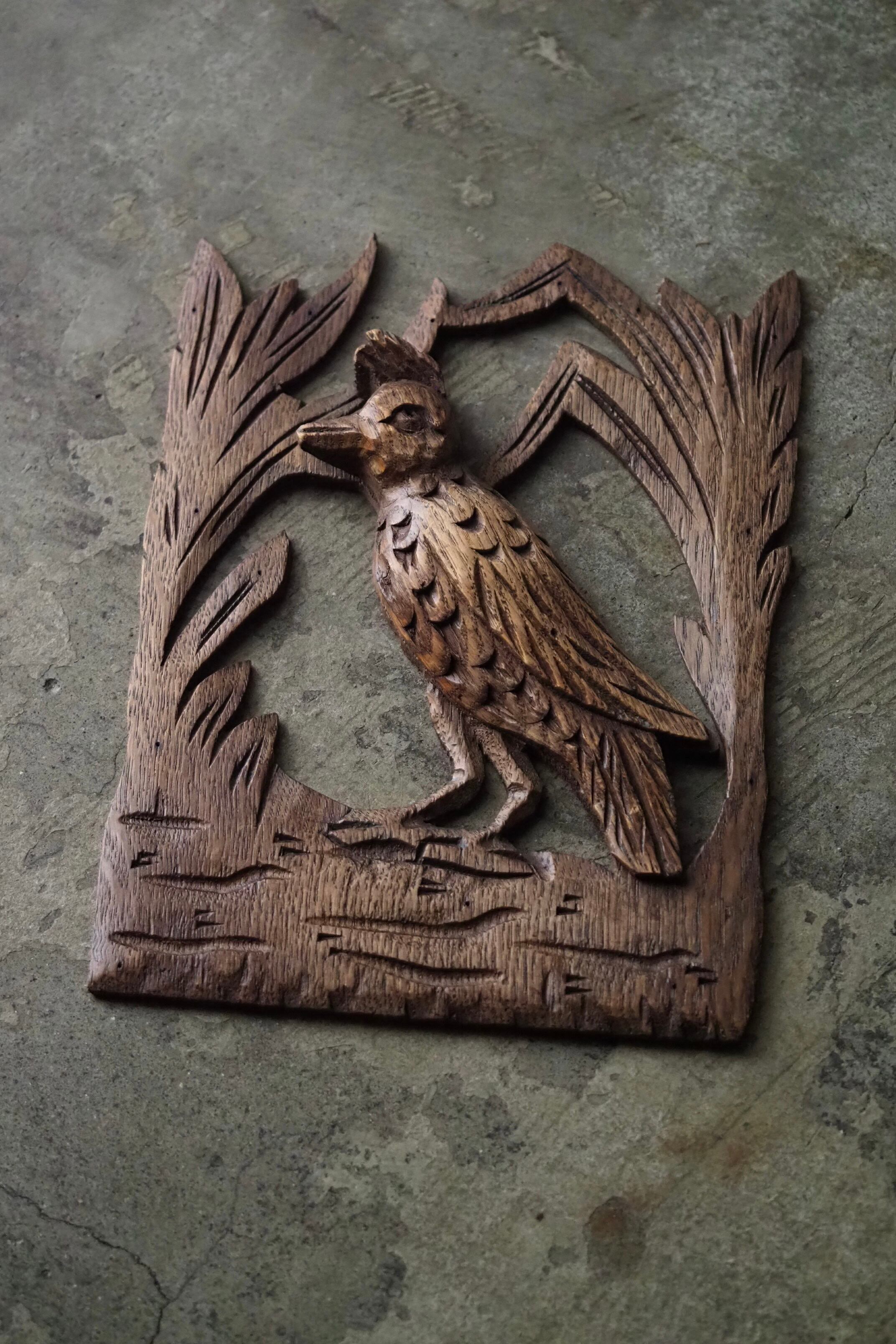 鳥の壁掛けオブジェ-antique bird wood caving objet | アンティーク